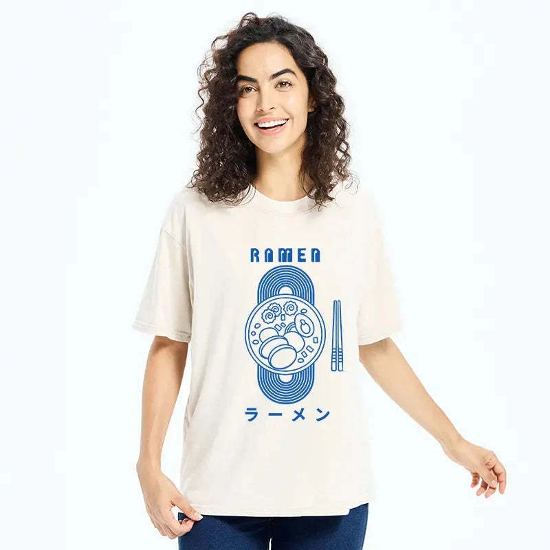 Tokyo-Tiger A Bowl Of Ramen Washed T-Shirt-tokyo-tiger