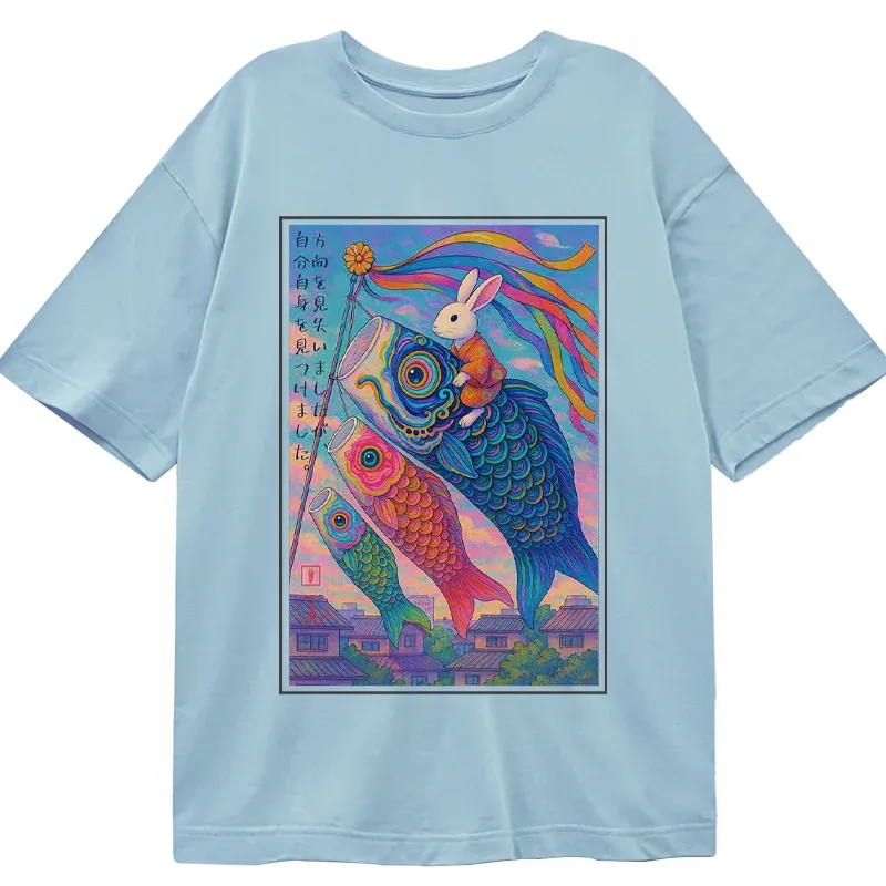 Tokyo-Tiger Ukiyoe Rabbit Ride Carp Streamer Poster T-Shirt