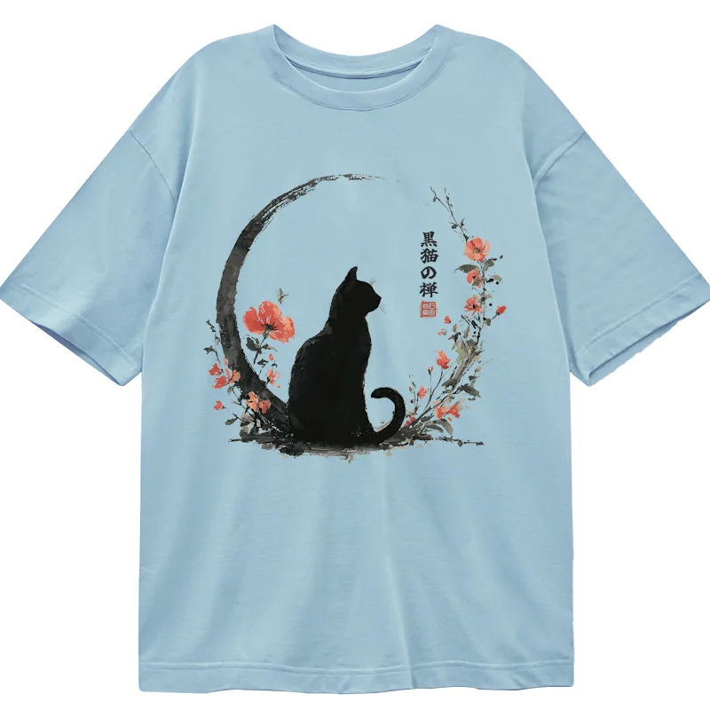 Tokyo-Tiger Black Cat And Flowers Classic T-Shirt