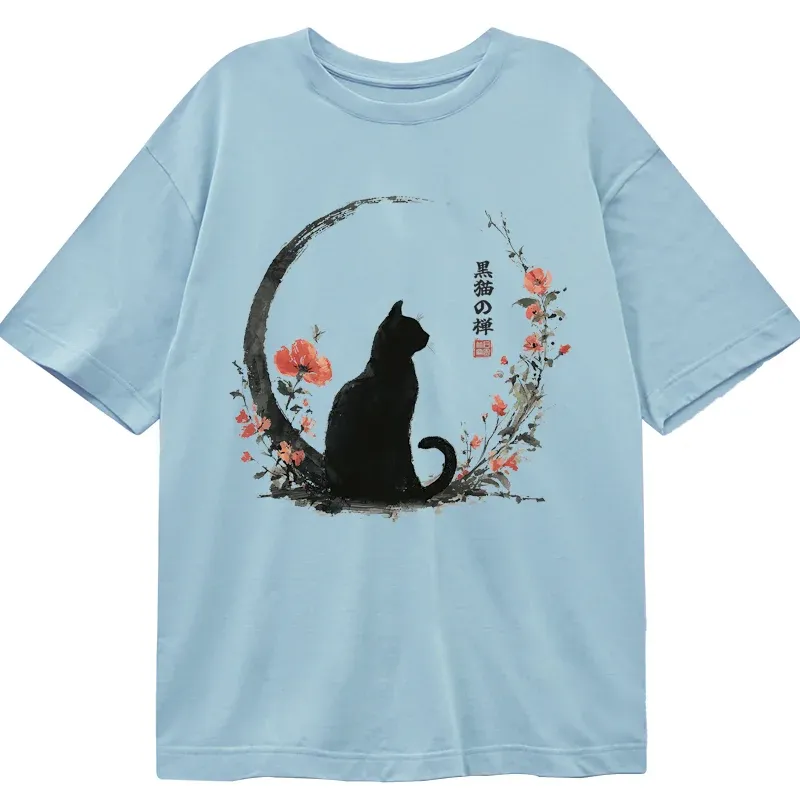 Tokyo-Tiger Black Cat And Flowers Classic T-Shirt