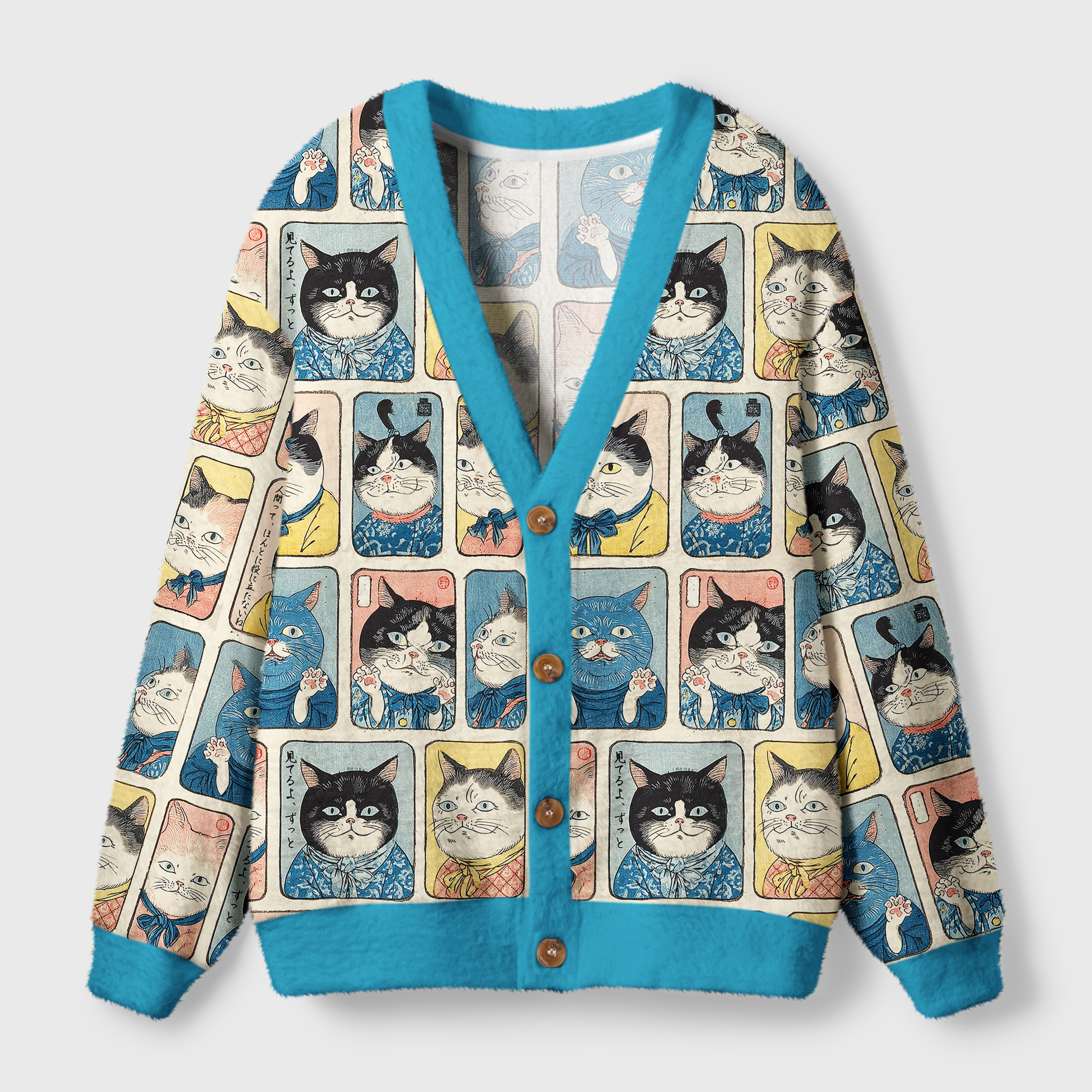 Tokyo-Tiger Many Cats Are Watching You Ugly Cardigan Sweater