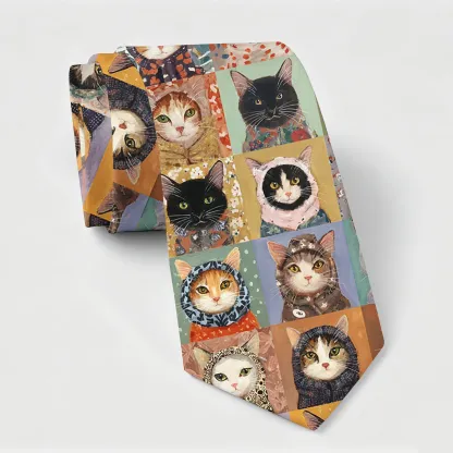 Tokyo-Tiger Kitty Quilt Necktie