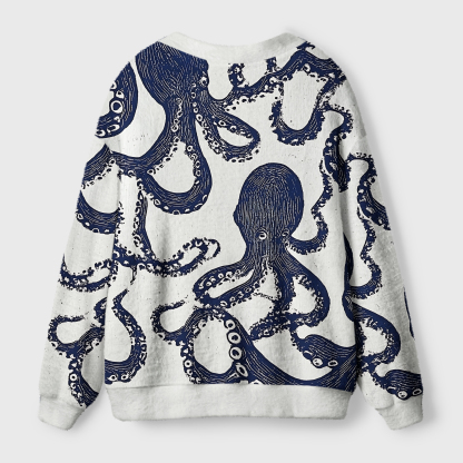 Tokyo-Tiger Ocean Octopus Ugly Cardigan Sweater