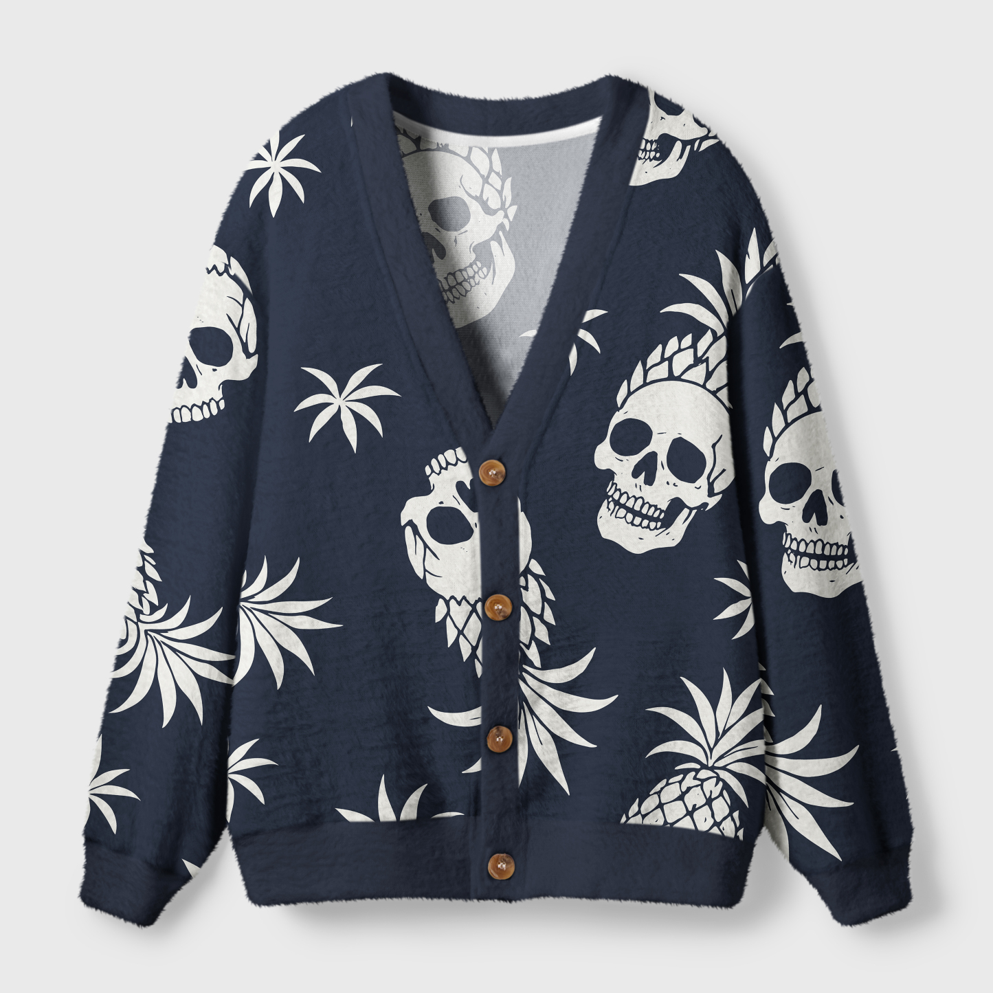 Tokyo-Tiger Pineapple Skull Ugly Cardigan Sweater Sale