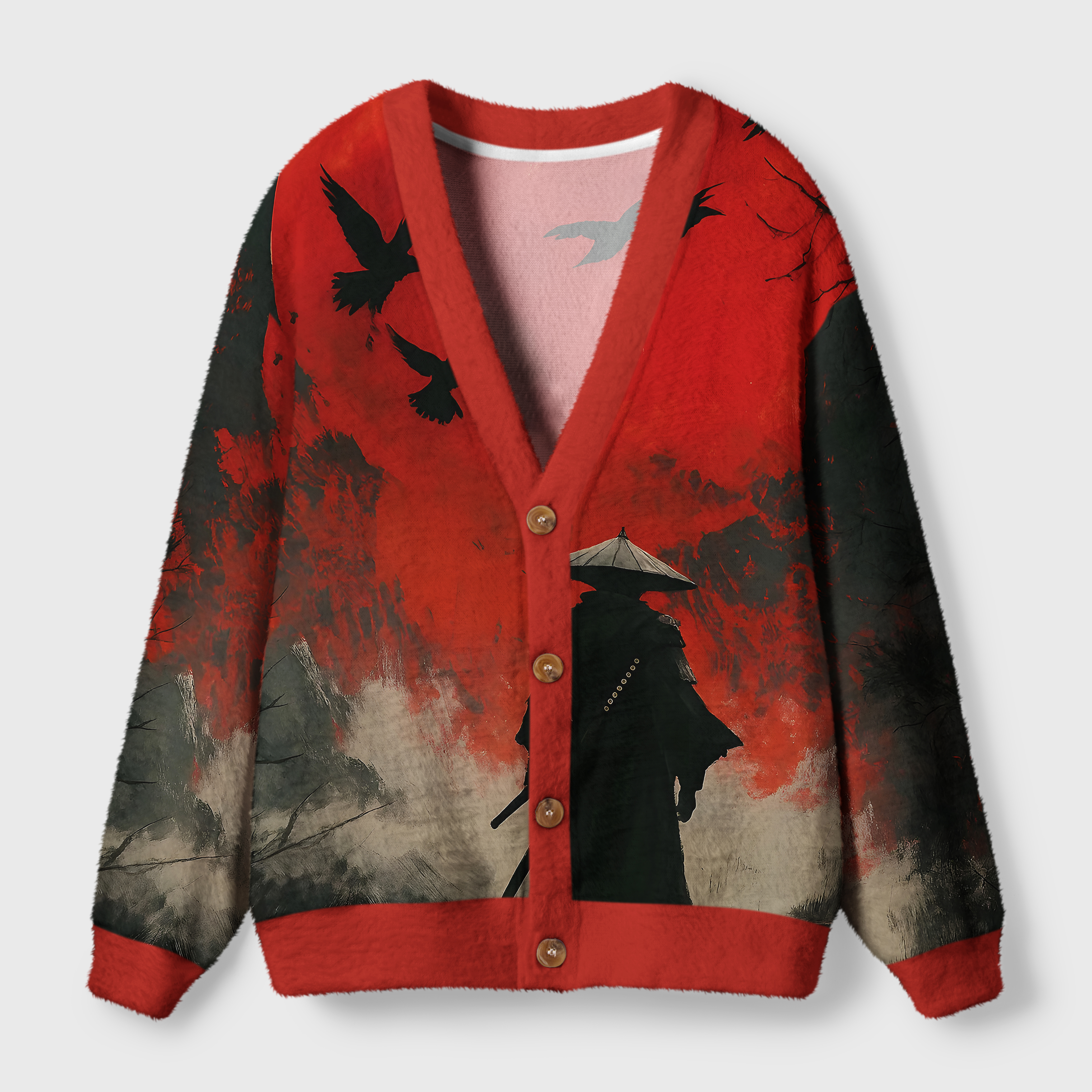 Tokyo-Tiger Blood Night Samurai Ugly Cardigan Sweater