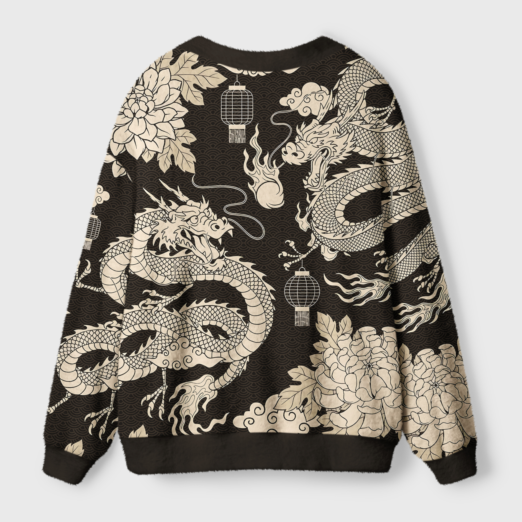 Tokyo-Tiger Two Dragons Playing With A Pearl Ugly Cardigan Sweater