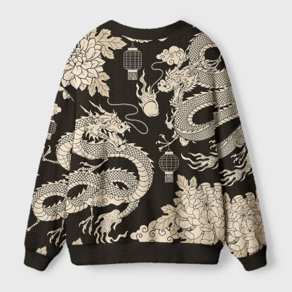 Tokyo-Tiger Two Dragons Playing With A Pearl Ugly Cardigan Sweater