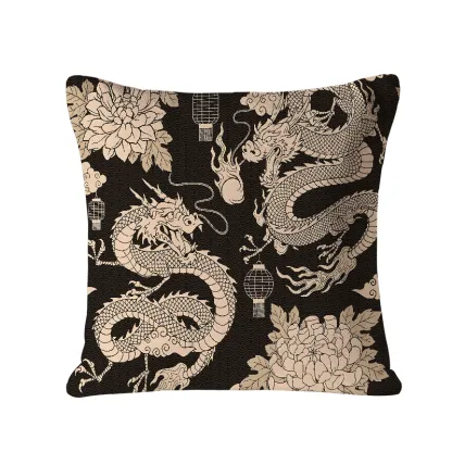 Tokyo-Tiger Two Dragons Playing With A Pearl Cushion Pillow