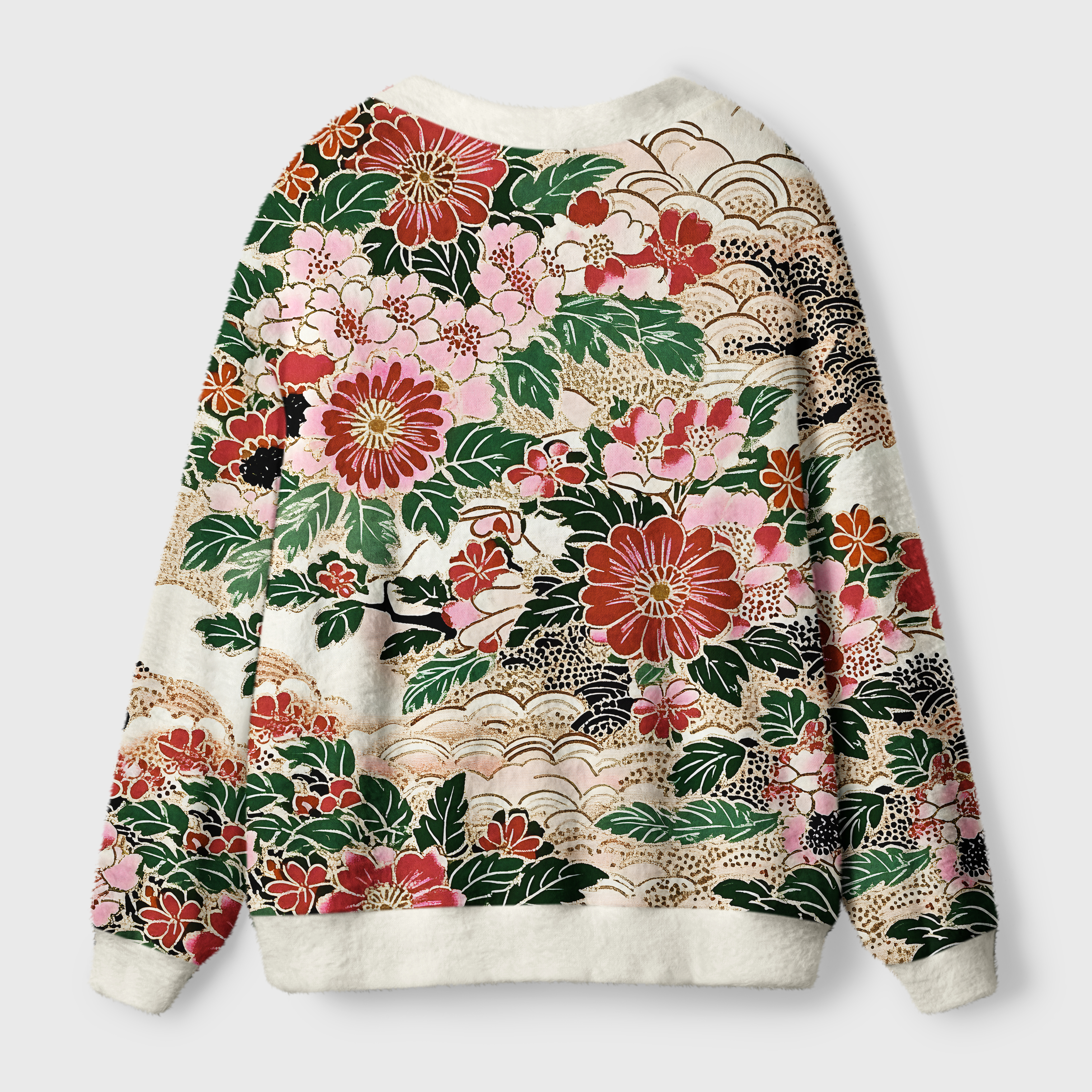 Tokyo-Tiger Floral Splendor Ugly Cardigan Sweater