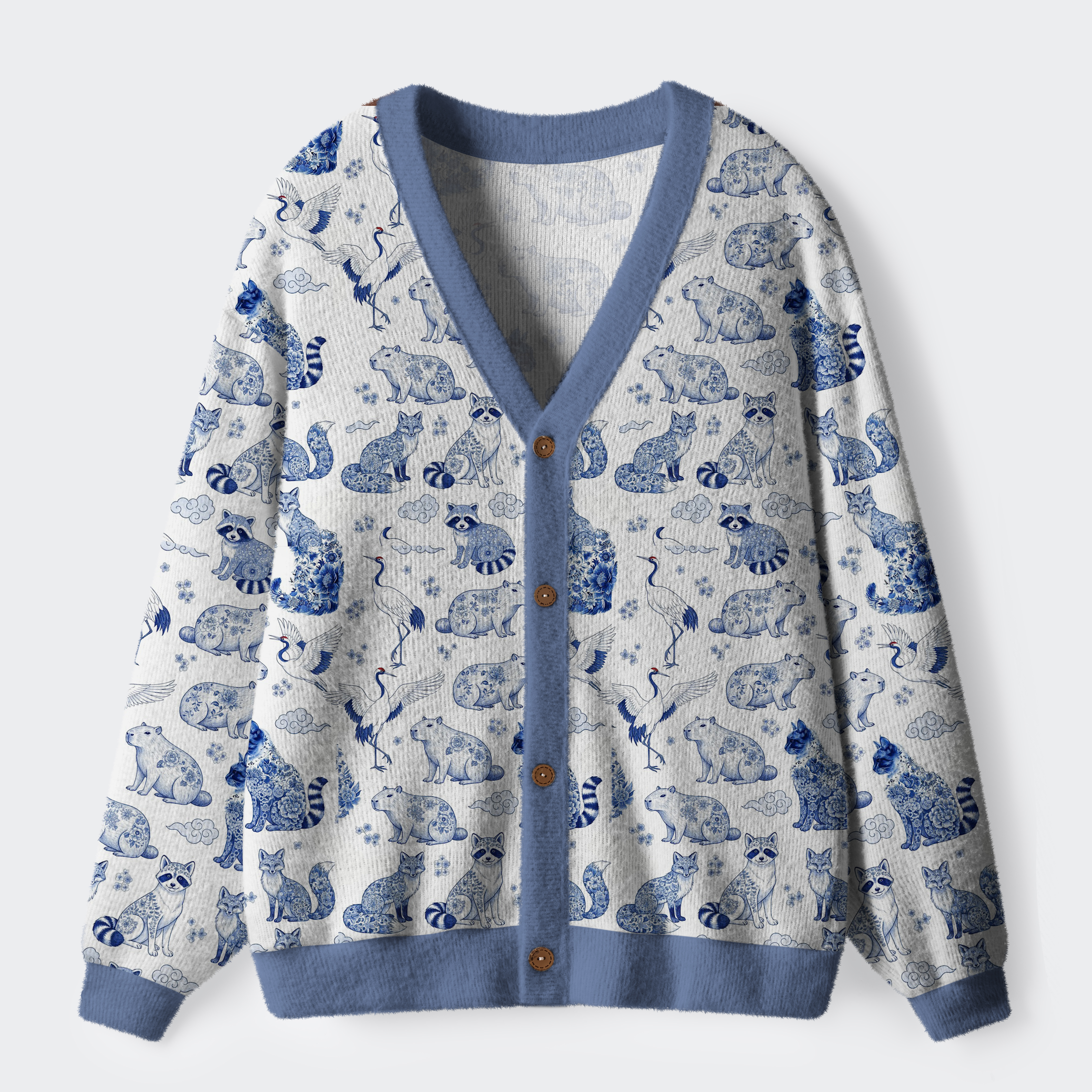 Tokyo-Tiger Floral Adorned Animals In Harmony Ugly Cardigan Sweater