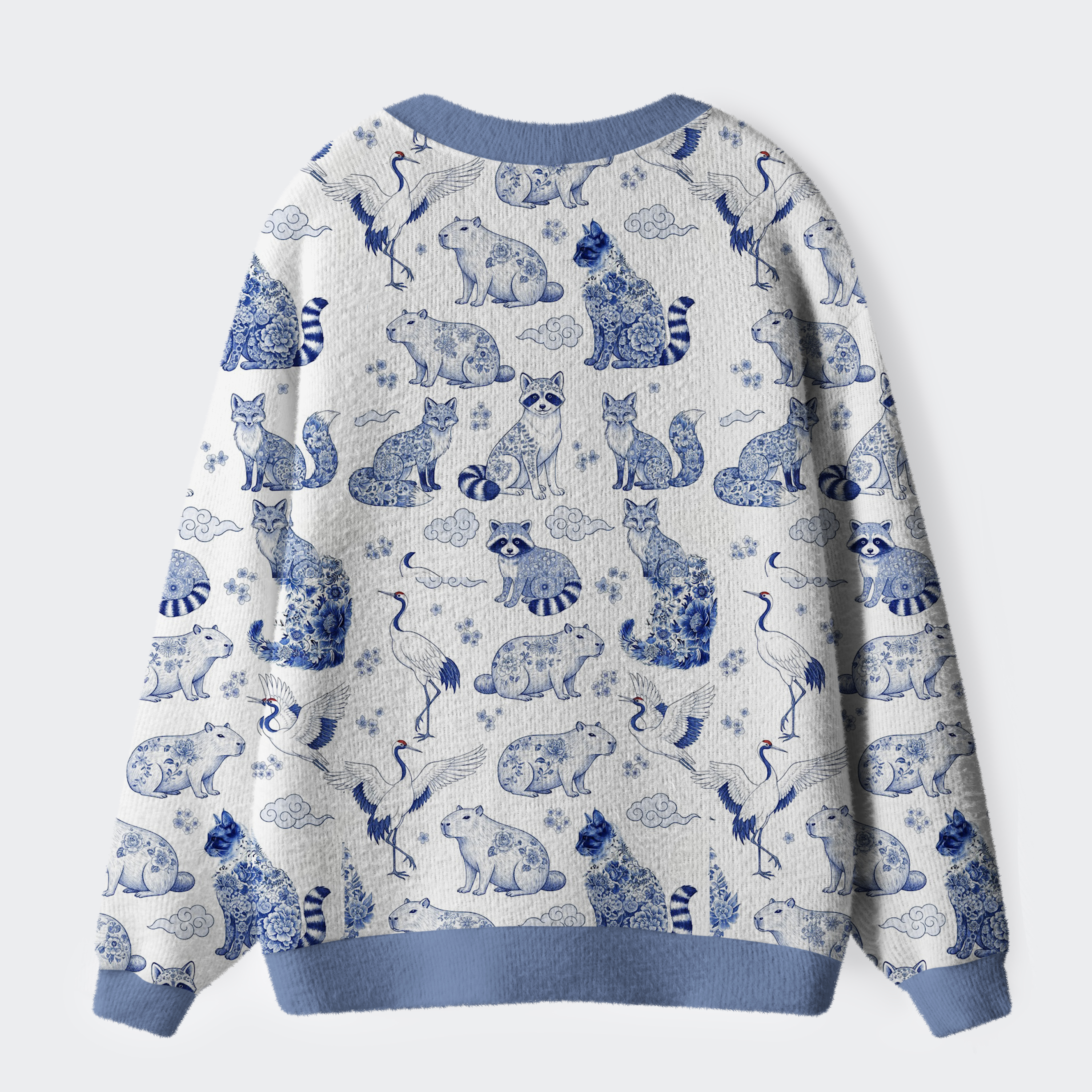 Tokyo-Tiger Floral Adorned Animals In Harmony Ugly Cardigan Sweater
