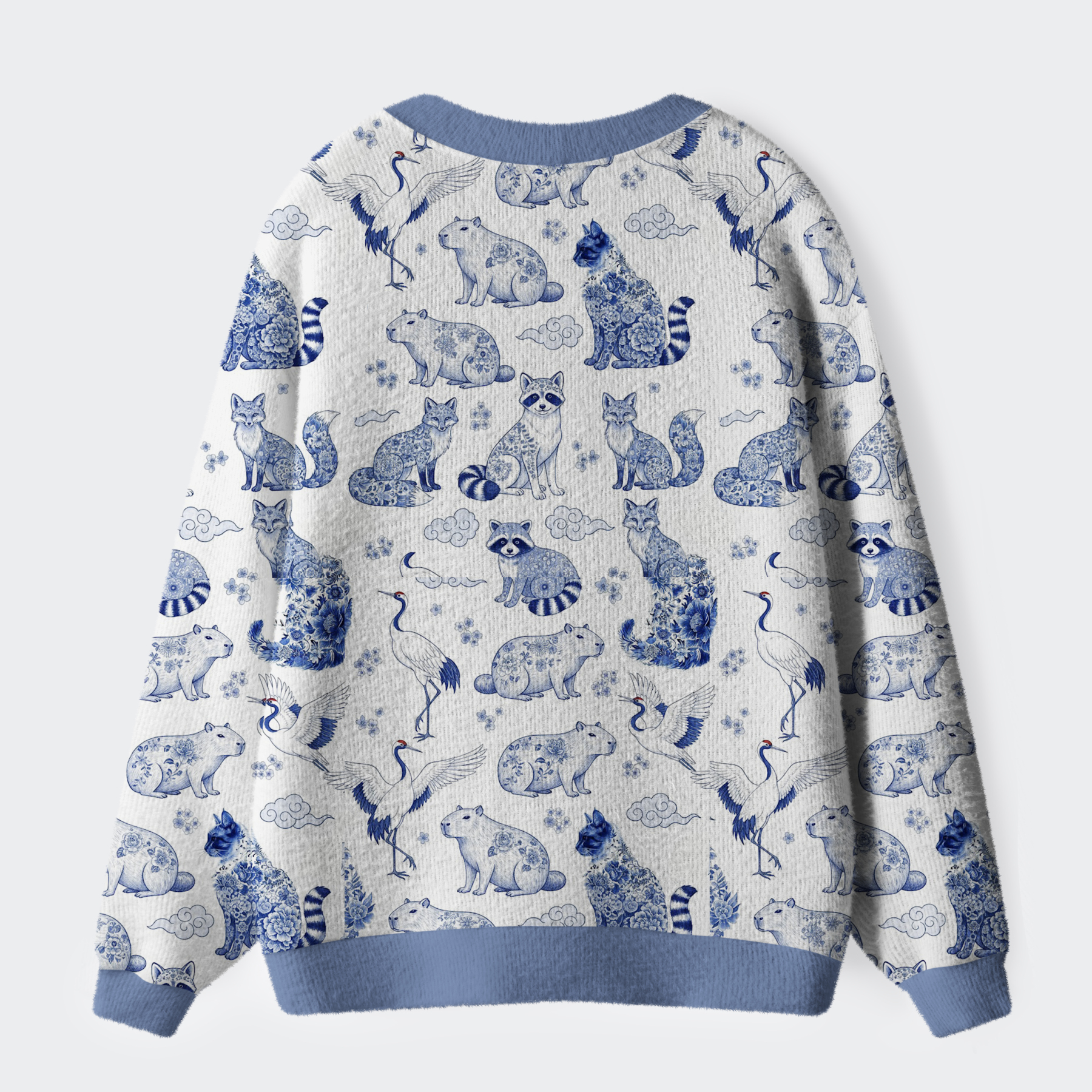 Tokyo-Tiger Floral Adorned Animals In Harmony Ugly Cardigan Sweater