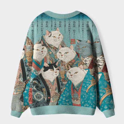 Tokyo-Tiger Formal Gathering of Ukiyo-e Cat Nobles Ugly Cardigan
