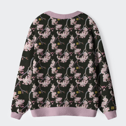 Tokyo-Tiger Whispers Of The Sakura Breeze Ugly Cardigan Sweater