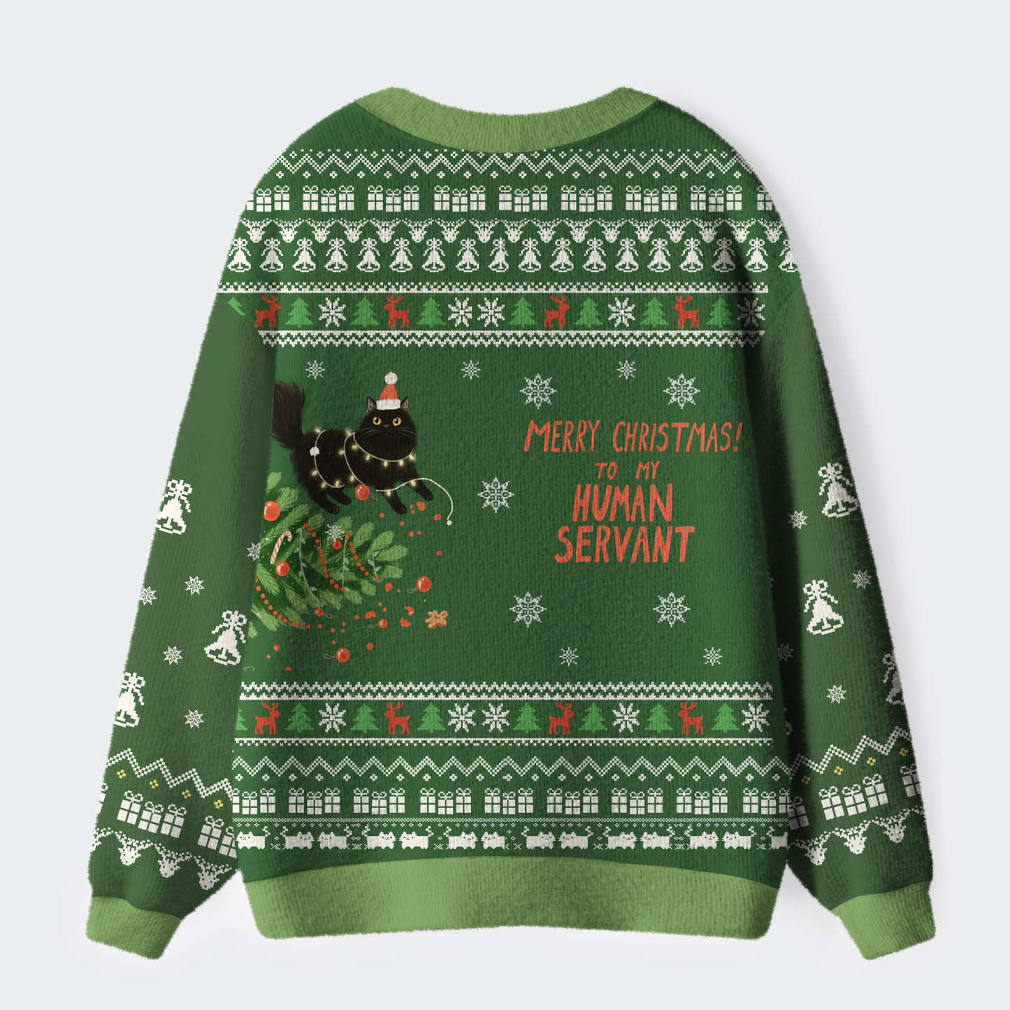 Tokyo-Tiger Funny Cat：Merry Christmas To My Human Servant Ugly Cardigan Sweater