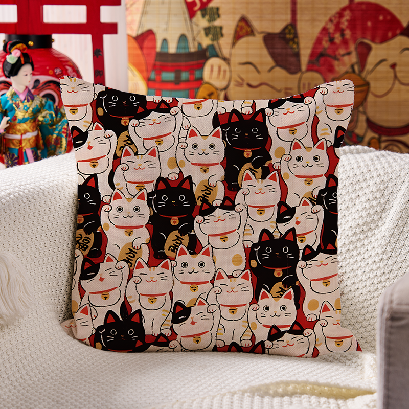 Tokyo-Tiger Lucky Cat Cushion Pillow