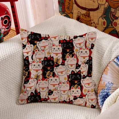 Tokyo-Tiger Lucky Cat Cushion Pillow