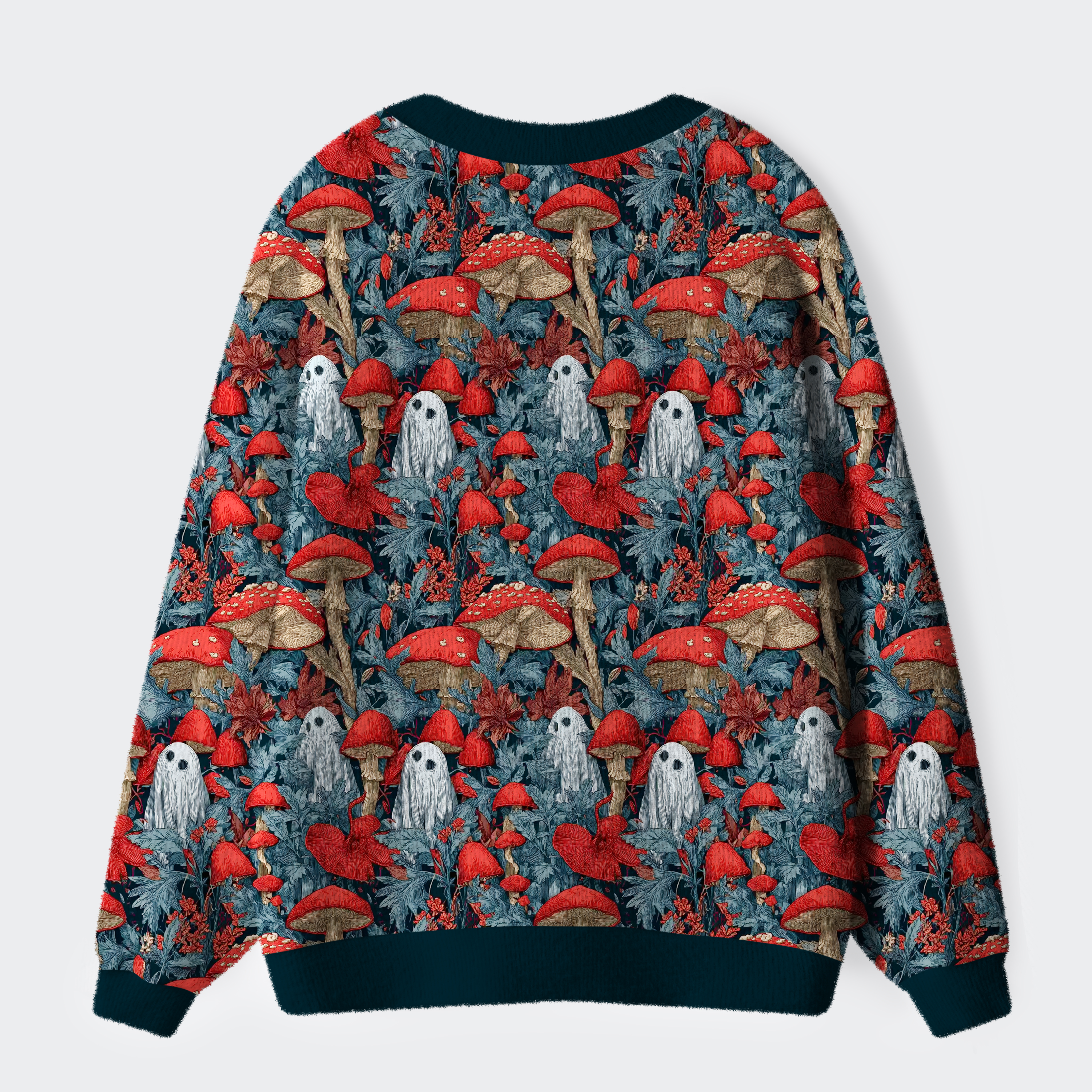 Tokyo-Tiger Mystical Mushrooms And Ghostly Whispers Ugly Cardigan Sweater