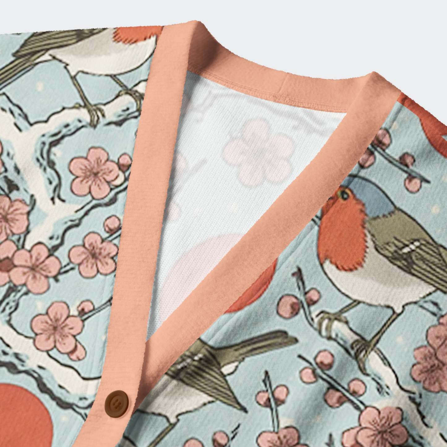 Tokyo-Tiger Winter Blossoms and Feathered Melodies Ugly Cardigan Sweater