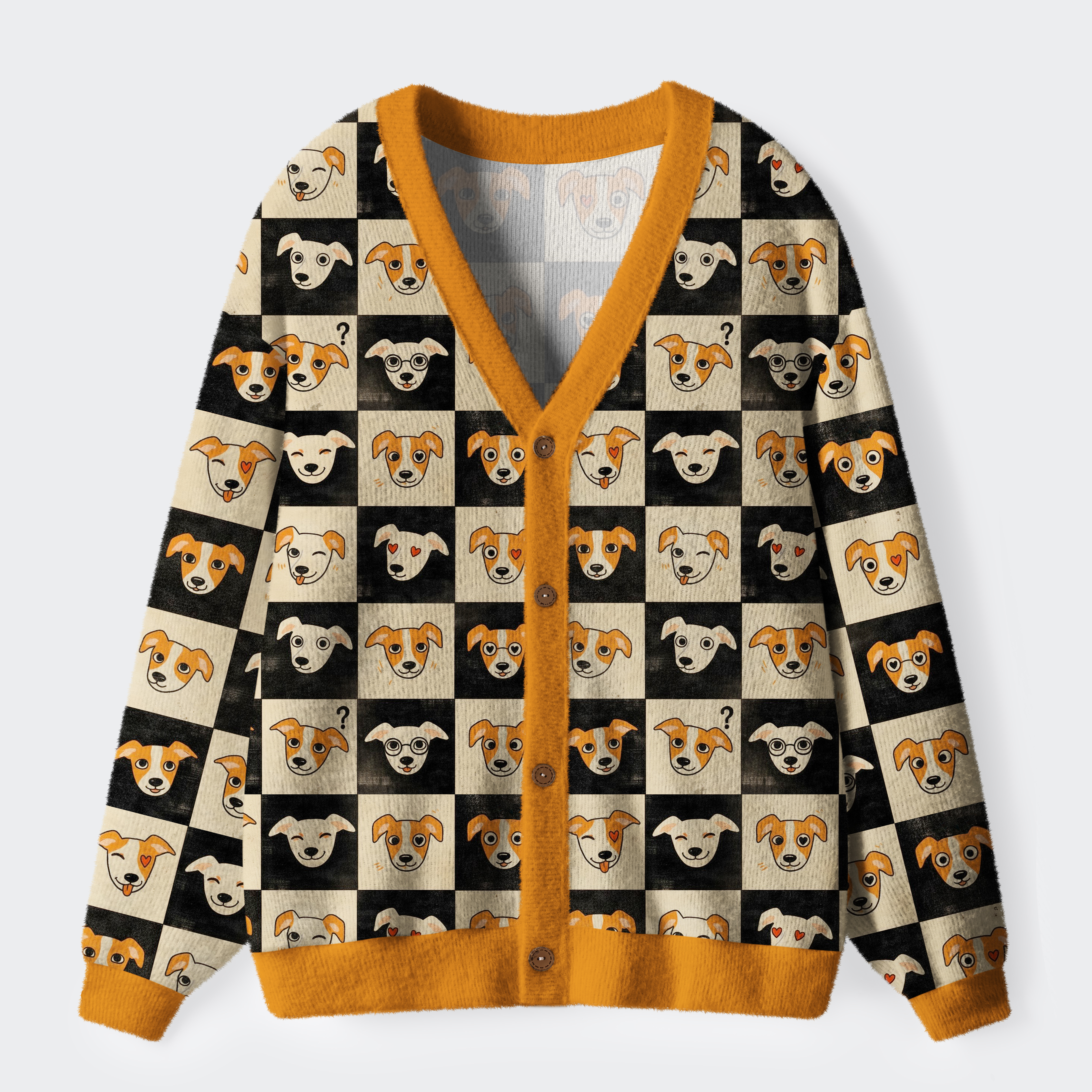 Tokyo-Tiger The Colorful Expressions of Dogs Ugly Cardigan Sweater