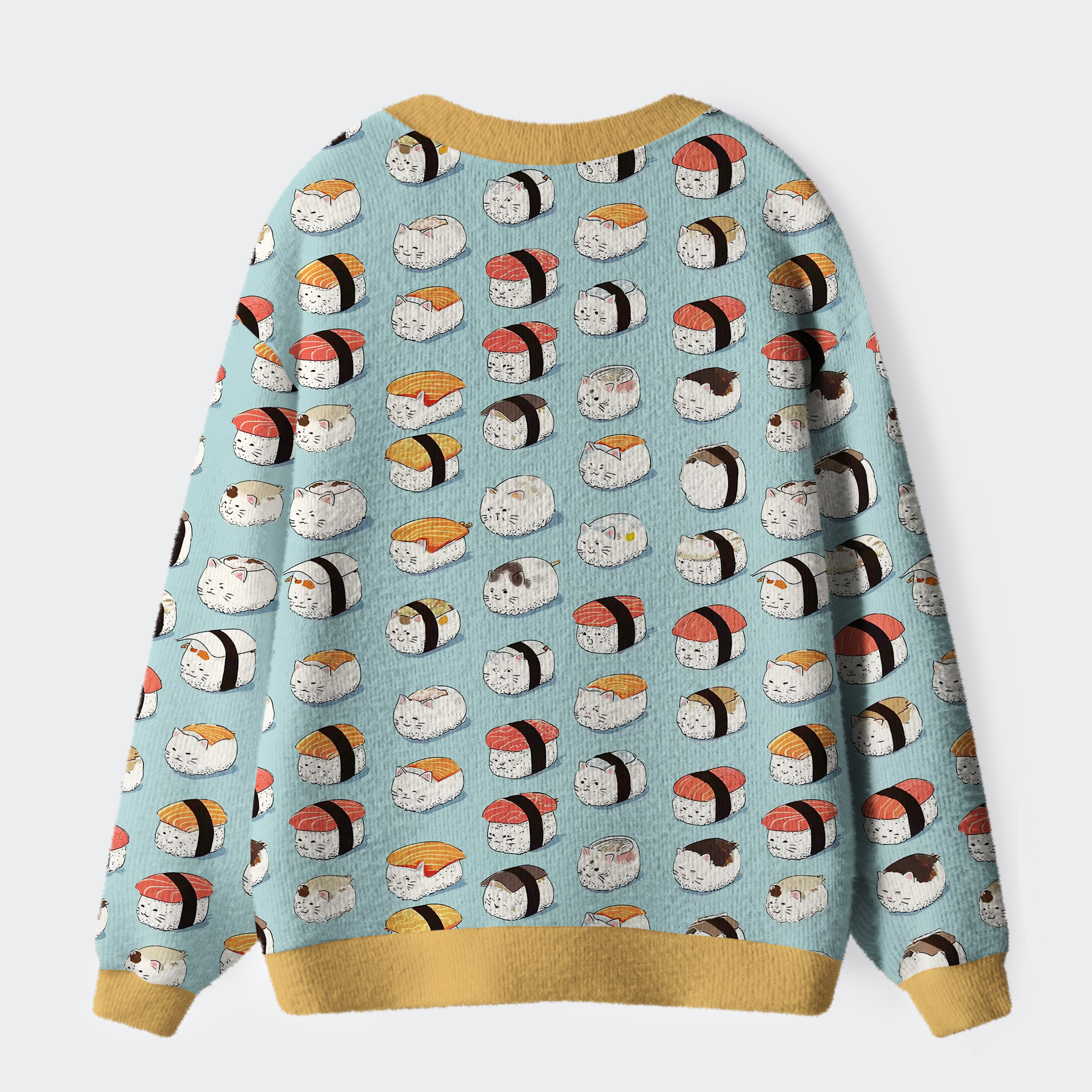 Tokyo-Tiger Funny Cat Sushi Ugly Cardigan Sweater