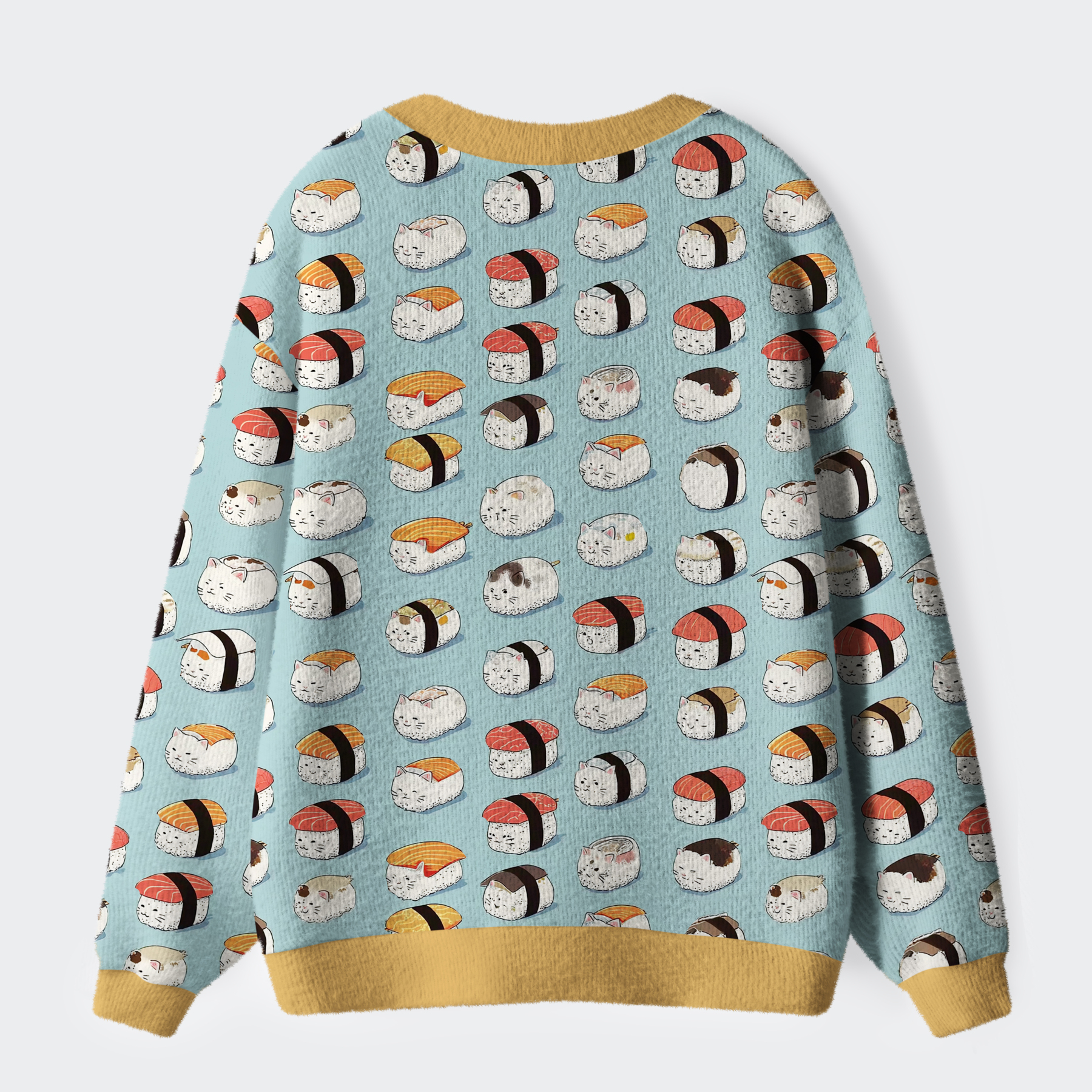 Tokyo-Tiger Funny Cat Sushi Ugly Cardigan Sweater