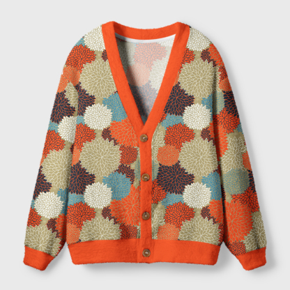 Tokyo-Tiger Autumn Flower Symphony Ugly Cardigan Sweater
