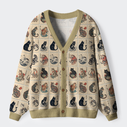 Tokyo-Tiger The Bold And The Inked Cats Ugly Cardigan Sweater