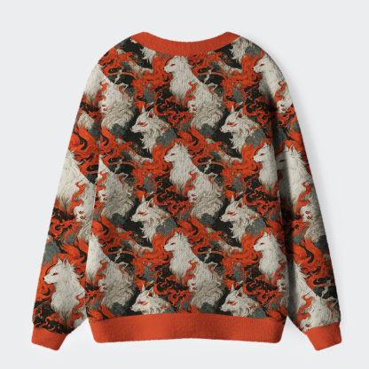 Tokyo-Tiger Whispers Of The Fiery Fox Ugly Cardigan Sweater