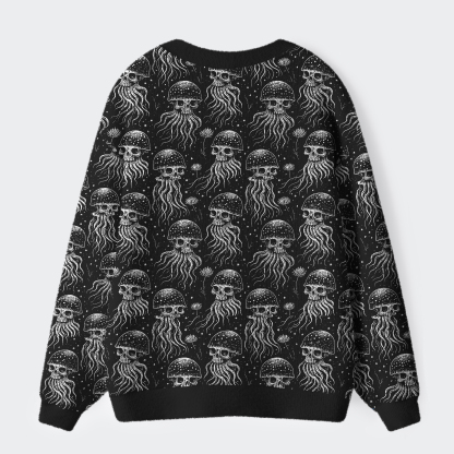Tokyo-Tiger Skeleton Octopus From The Depths Ugly Cardigan Sweater