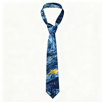 Tokyo-Tiger Cat Under The Stars Necktie