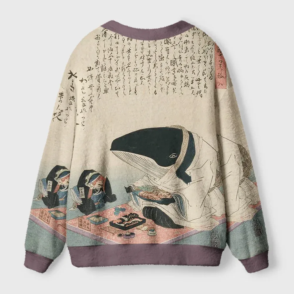 Tokyo-Tiger Whale Lords' Tea Time Ugly Cardigan Sweater