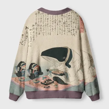 Tokyo-Tiger Whale Lords' Tea Time Ugly Cardigan Sweater