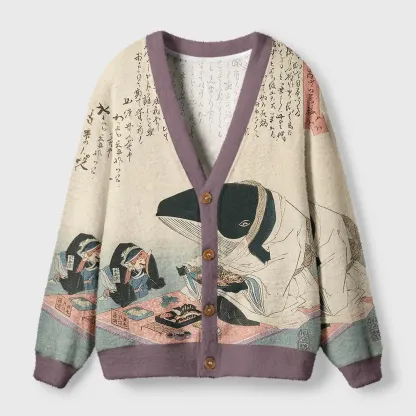 Tokyo-Tiger Whale Lords' Tea Time Ugly Cardigan Sweater