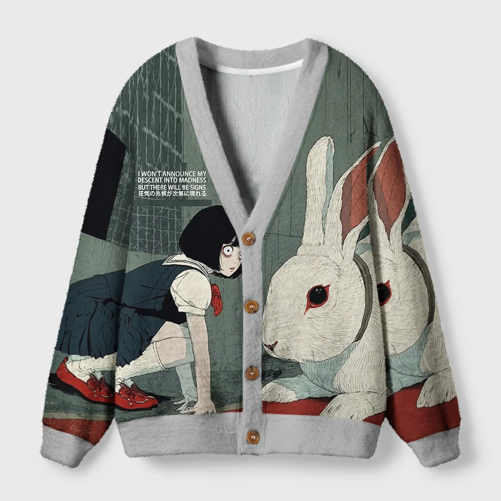 Tokyo-Tiger unny Rabbit: Signs Of Madness Gradually Appear Ugly Cardigan Sweater