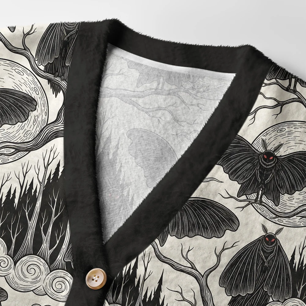 Tokyo-Tiger Mothman At Night Ugly Cardigan Sweater
