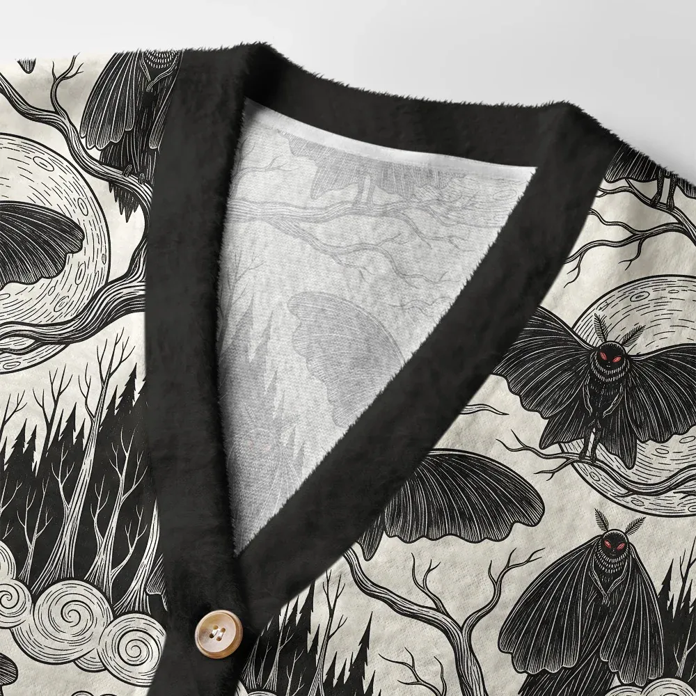 Tokyo-Tiger Mothman At Night Ugly Cardigan Sweater