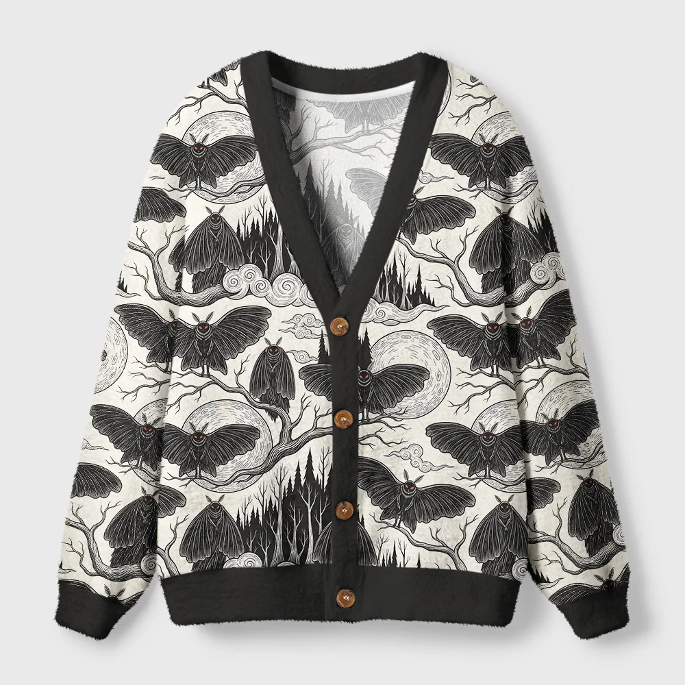 Tokyo-Tiger Mothman At Night Ugly Cardigan Sweater