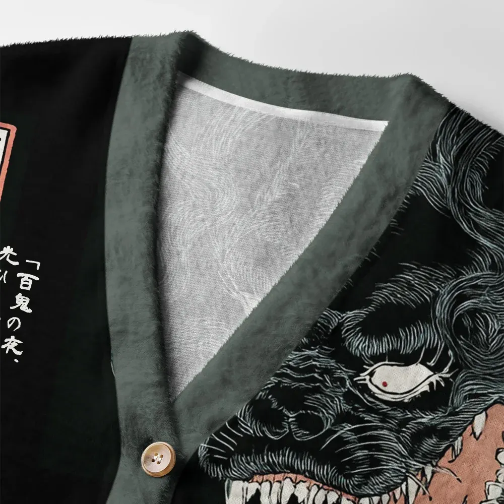 Tokyo-Tiger Night Stalker：Cat vs.Demon Ugly Cardigan Sweater