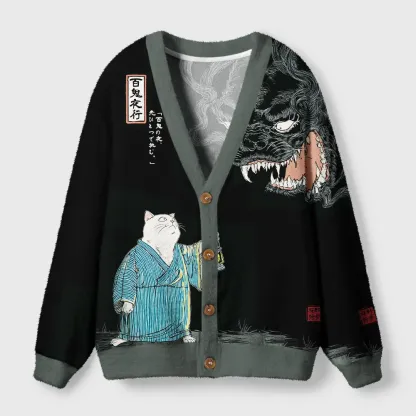 Tokyo-Tiger Night Stalker：Cat vs.Demon Ugly Cardigan Sweater
