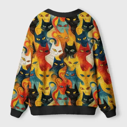 Tokyo-Tiger Mechanical Cats Are All Watching You Ugly Cardigan Sweater