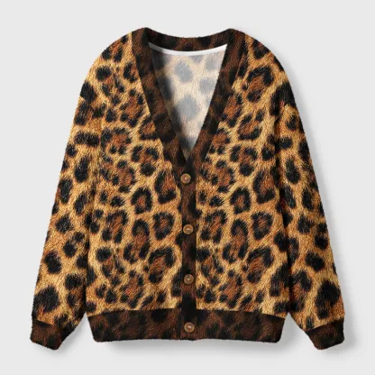 Tokyo-Tiger Savanna-Spirit Leopard Spots: The Wild Charm Ugly Cardigan Sweater