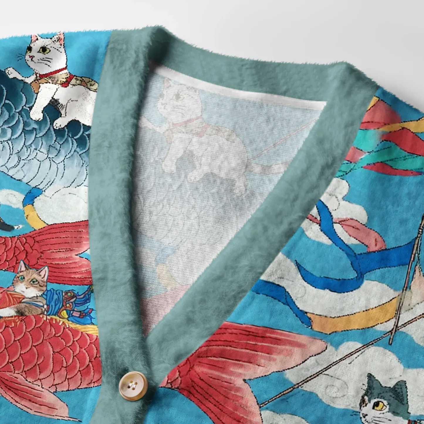 Tokyo-Tiger Cats And Japanese Carp Flags: A Dreamy Flight Ugly Cardigan Sweater