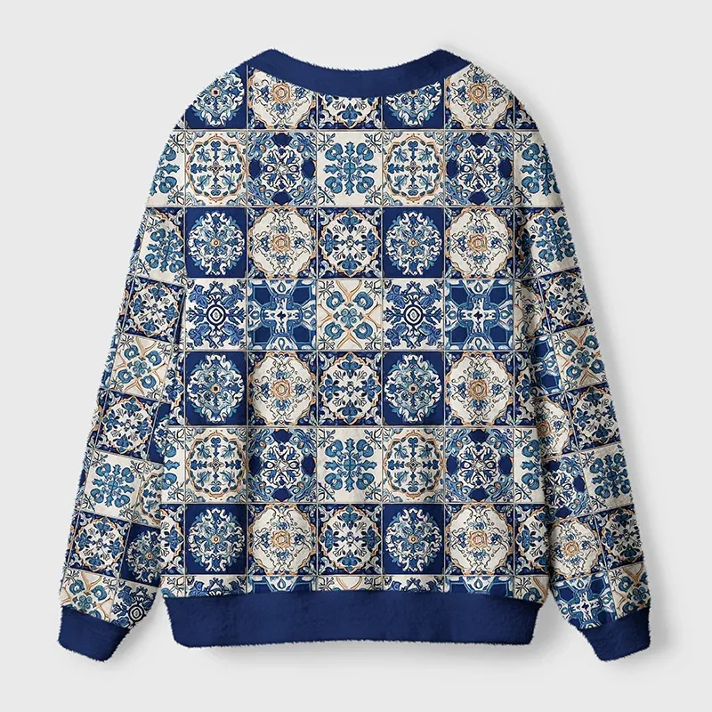 Tokyo-Tiger Mediterranean Mosaic Ugly Cardigan Sweater