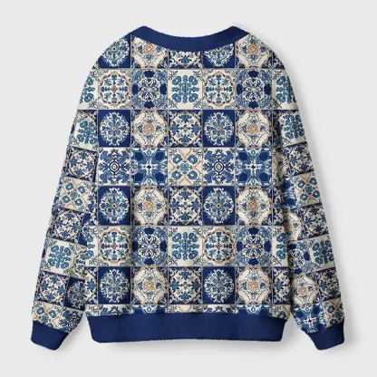 Tokyo-Tiger Mediterranean Mosaic Ugly Cardigan Sweater