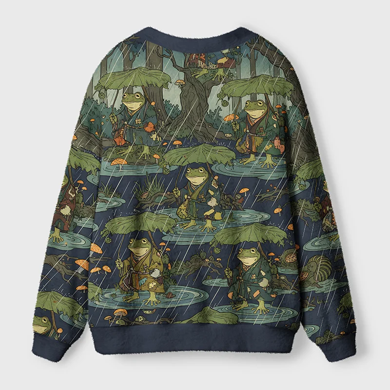 Tokyo-Tiger Frog in The Rain Ugly Cardigan Sweater