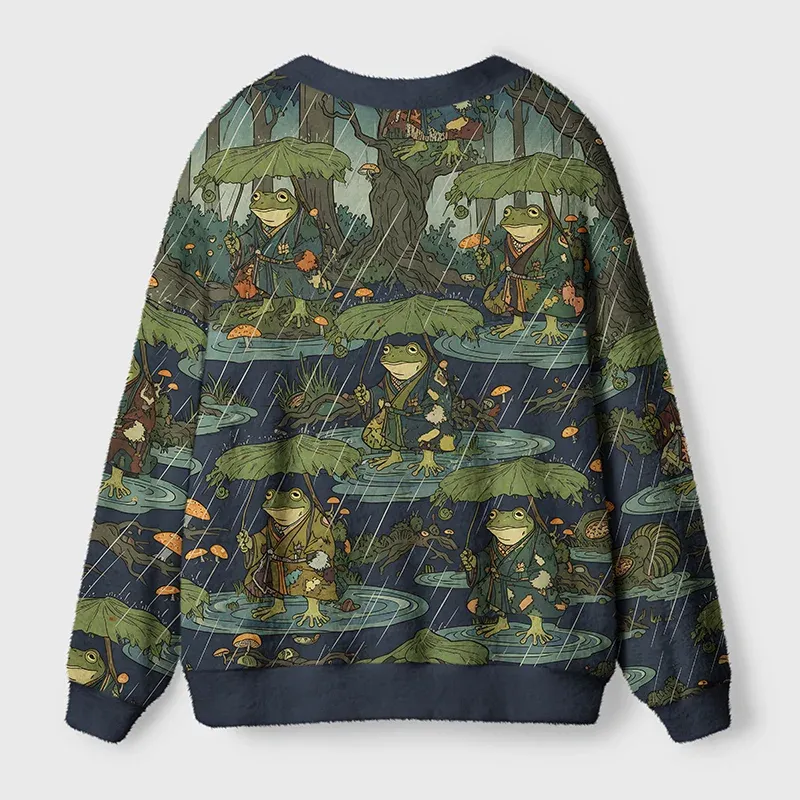 Tokyo-Tiger Frog in The Rain Ugly Cardigan Sweater