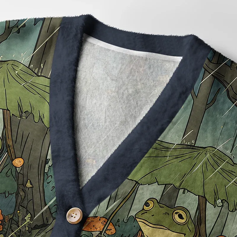 Tokyo-Tiger Frog in The Rain Ugly Cardigan Sweater