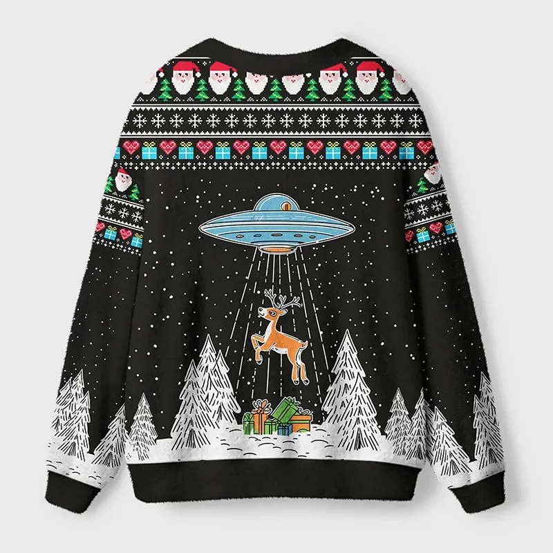 Tokyo-Tiger Alien Christmas Abduction Ugly Cardigan Sweater