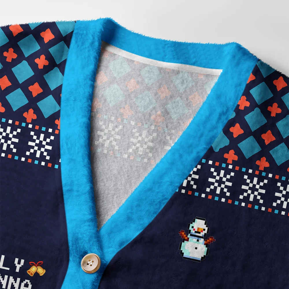 Tokyo-Tiger Too Tired to Fully Jingle Ugly Cardigan Sweater